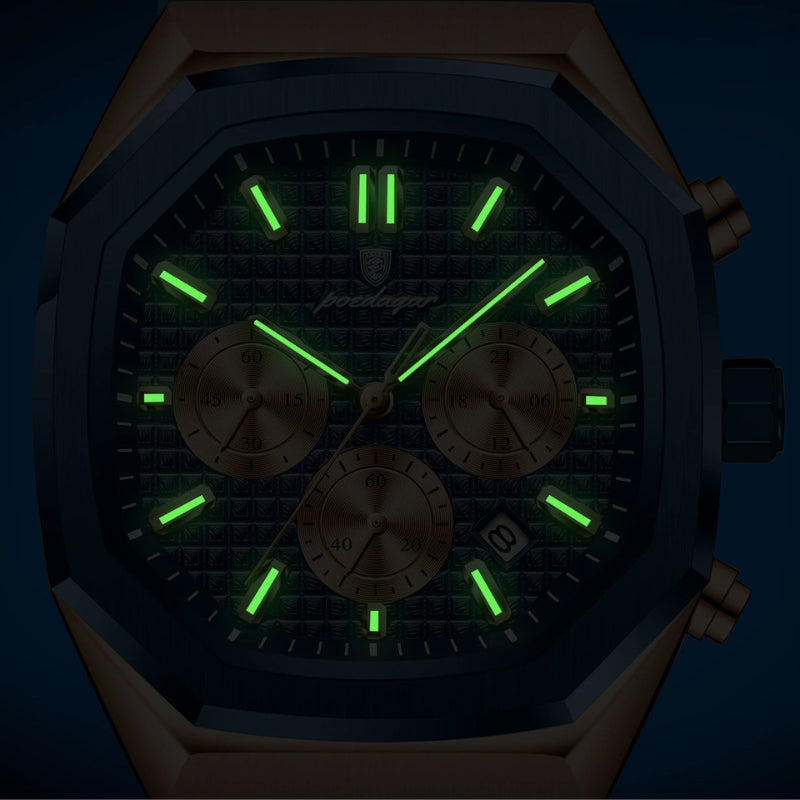 Poedagar Donatello RoseGold Blue ponteiros luminosos