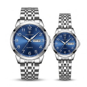 Relógios Poedagar Dual Essence Silver Blue para casal — masculino e feminino