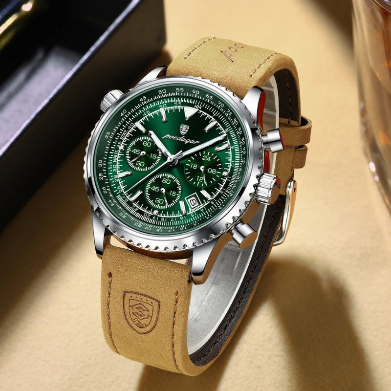 relogio masculino poedagar pulseira de couro legitimo