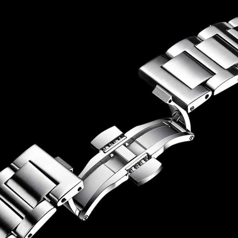 Poedagar montclair silver black pulseira em aço