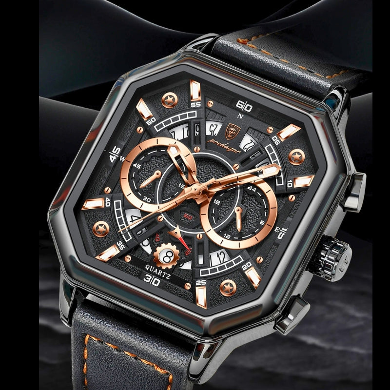 relogio masculino com pulseira de couro legitimo