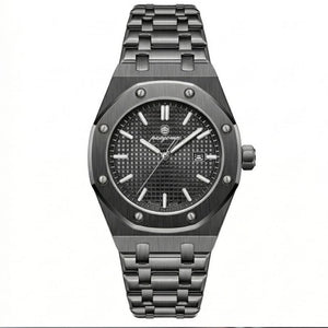 Relógio masculino Poedagar Deluxe Octagon All Black em aço inoxidável, mostrador preto