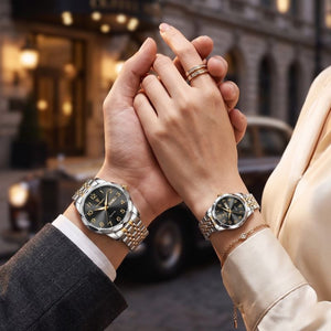 Relógios Poedagar Dual Essence Gold Black para casal, modelos masculino e feminino