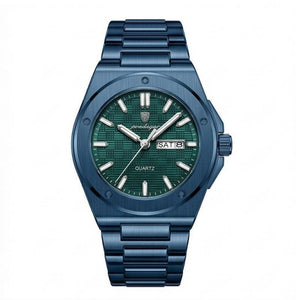 Relógio masculino Poedagar Majesty Total Blue em aço inoxidável, mostrador azul