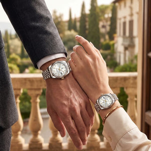 Relógios Poedagar Royal Duo Silver White para casal — masculino e feminino