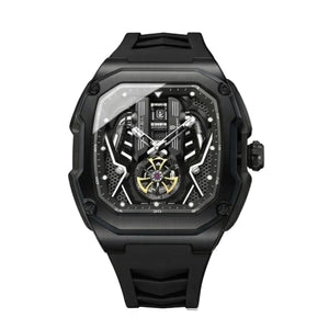 Relógio masculino Poedagar Velocity Black em silicone, mostrador preto