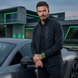 Relógio masculino Poedagar Velocity Green em silicone, mostrador verde — detalhe do acabamento