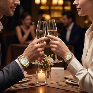 Relógios Poedagar Royal Duo Gold White para casal — masculino e feminino
