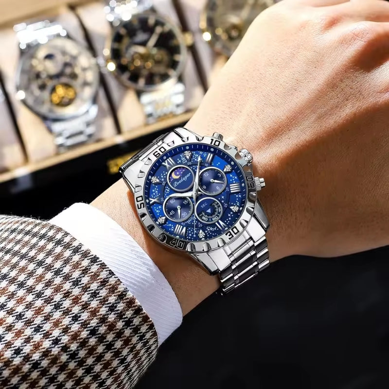 Relógio masculino Poedagar Salvatore Silver Blue