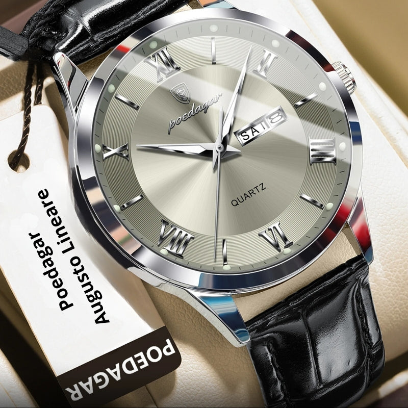 relogio poedagar masculino pulseira de couro genuino