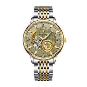 Relógio masculino Poedagar Botticelli Gold Grey em aço inoxidável, mostrador cinza