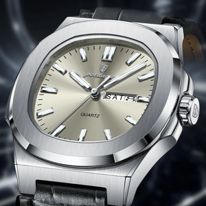 Poedagar Lucentino Argento pulseira em couro legitimo