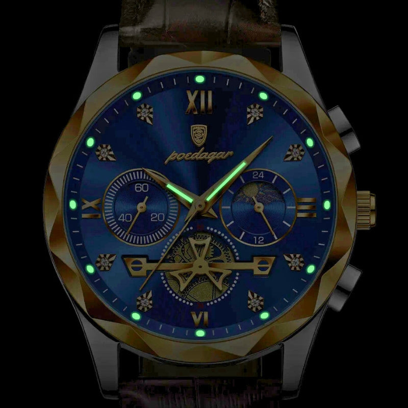 Poedagar masculino luxo pulseira de couro