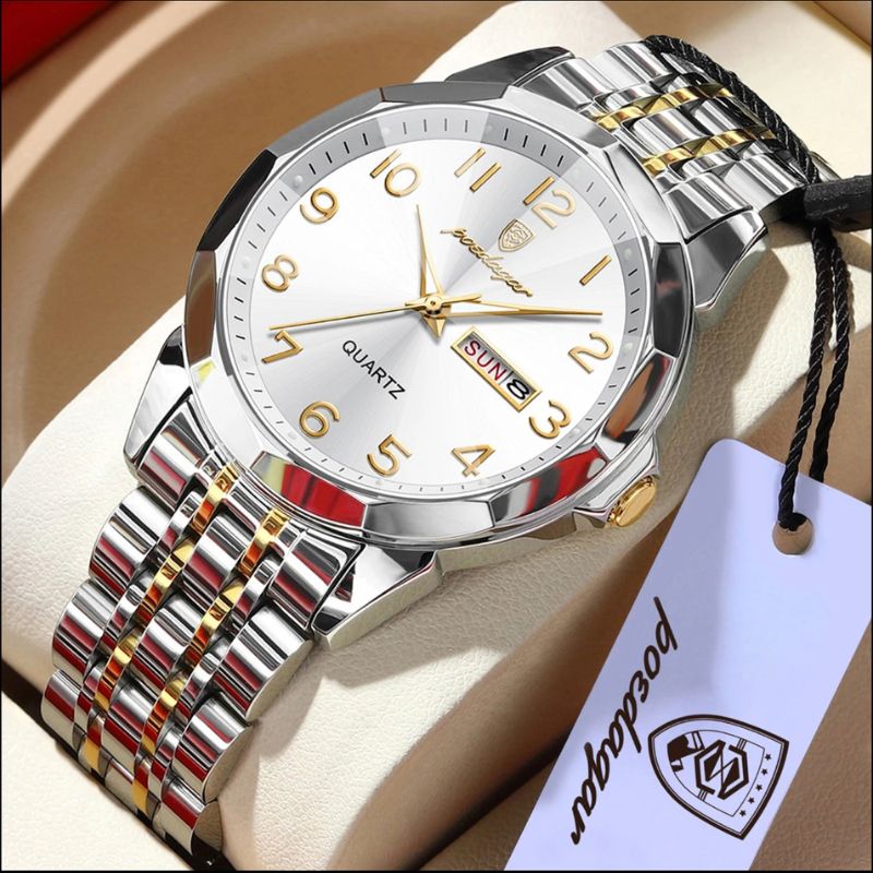Relógios Poedagar Dual Essence Gold White para casal — detalhe do conjunto