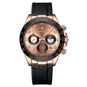Relógio masculino Poedagar Ducatti Rosé Nero em silicone, mostrador preto