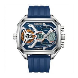 Relógio masculino Poedagar Imperium Azzurro em silicone, mostrador azul-marinho