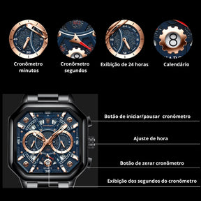 Poedagar Loretto Black Blue cronografo 