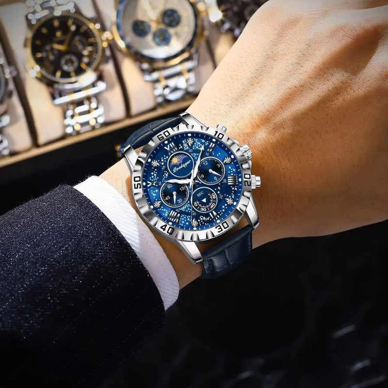 Poedagar relogio masculino ponteiros luminosos