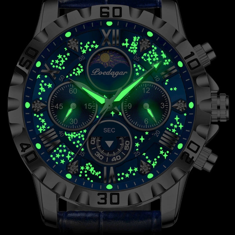 Poedagar Notte Stellata cronografo, ponteiros luminosos