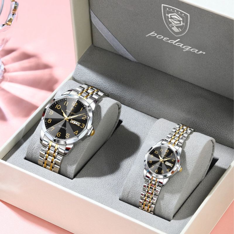Kit presente Poedagar Dual Essence Gold Black para casal — masculino e feminino