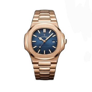 Relógio masculino Poedagar Nautilus Rose Blue em aço inoxidável, mostrador azul