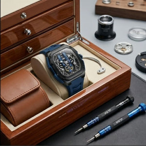 Relógio Poedagar Velocity Blue acabamento em titanio