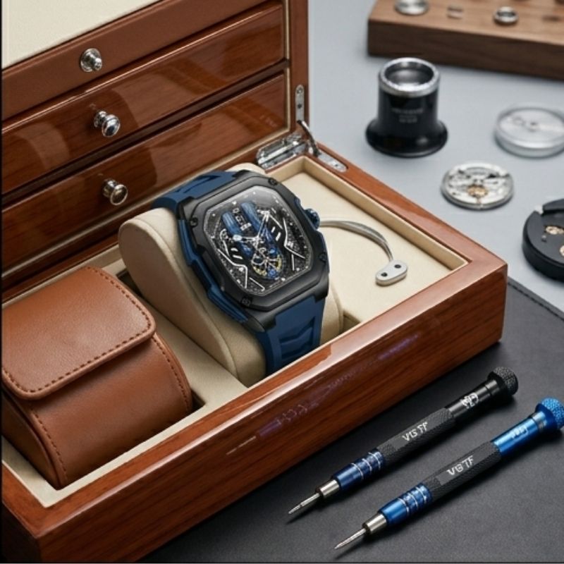 Relógio Poedagar Velocity Blue acabamento em titanio